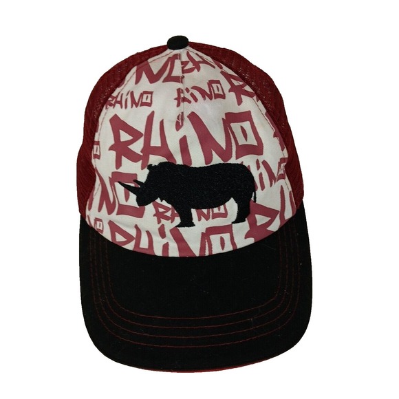 Denver Zoo Rhino Cap Mesh Back Red & Black Baseball Sports Hook & Loop Hat - Picture 8 of 8